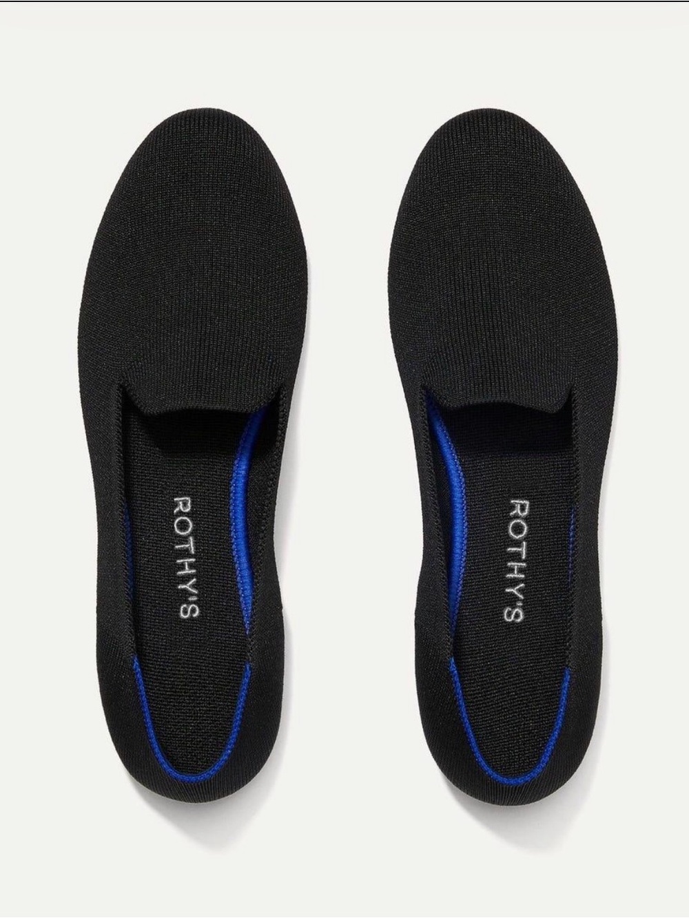 Rothy’s The Loafer Black Cobalt Blue Knit Flats Women’s Size 12